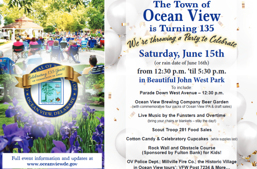 Town of Ocean View 135th anniversary schedule